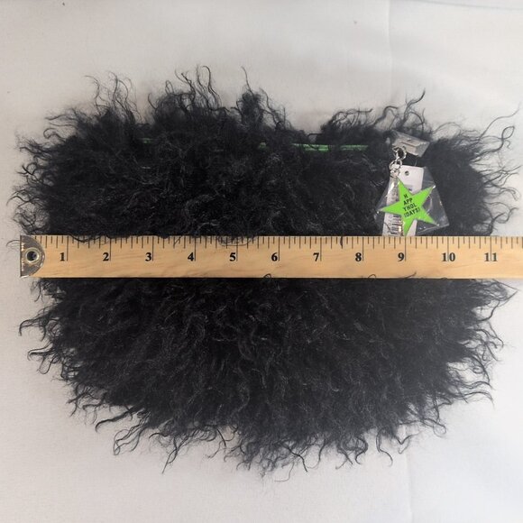Kiehl's Black Faux Fur Fuzzy Happy Holidays Makeup Bag Cosmetics Pouch Gift NEW - Picture 8 of 9